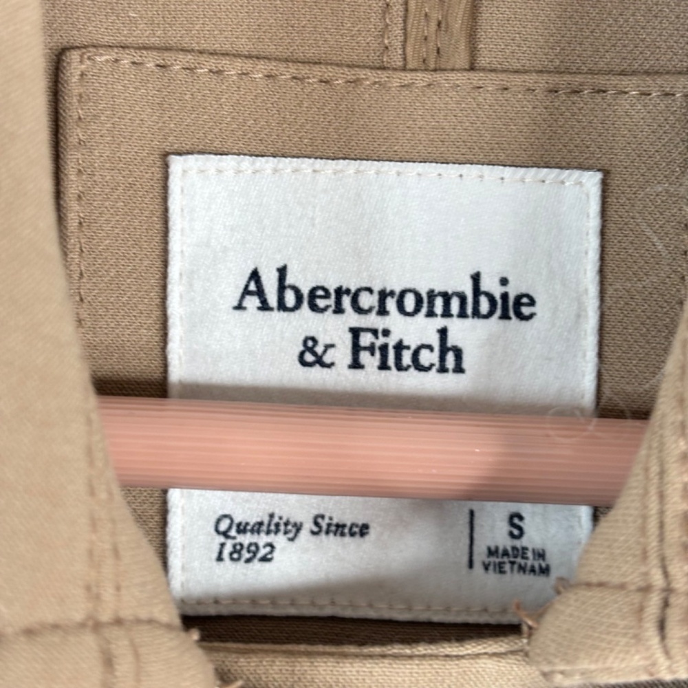 Abercrombie & Fitch Drapey Trench Coat Women's S Tan Khaki Double Breasted Chic - Picture 8 of 13